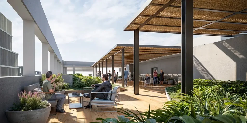 bilMA Office Building | Amenities - Rooftop | Rentamar exclusive properties in Barcelona bilMA Office Building | Amenities - Rooftop | Rentamar exclusive properties in Barcelona